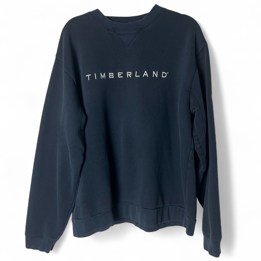 Timberland Men’s Vintage Black Embroidered Logo Pullover Sweatshirt 90s Sz XL